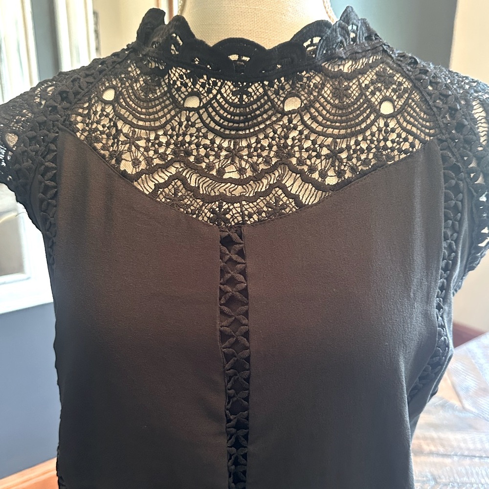 Elegant Black Lace Women's Top size small